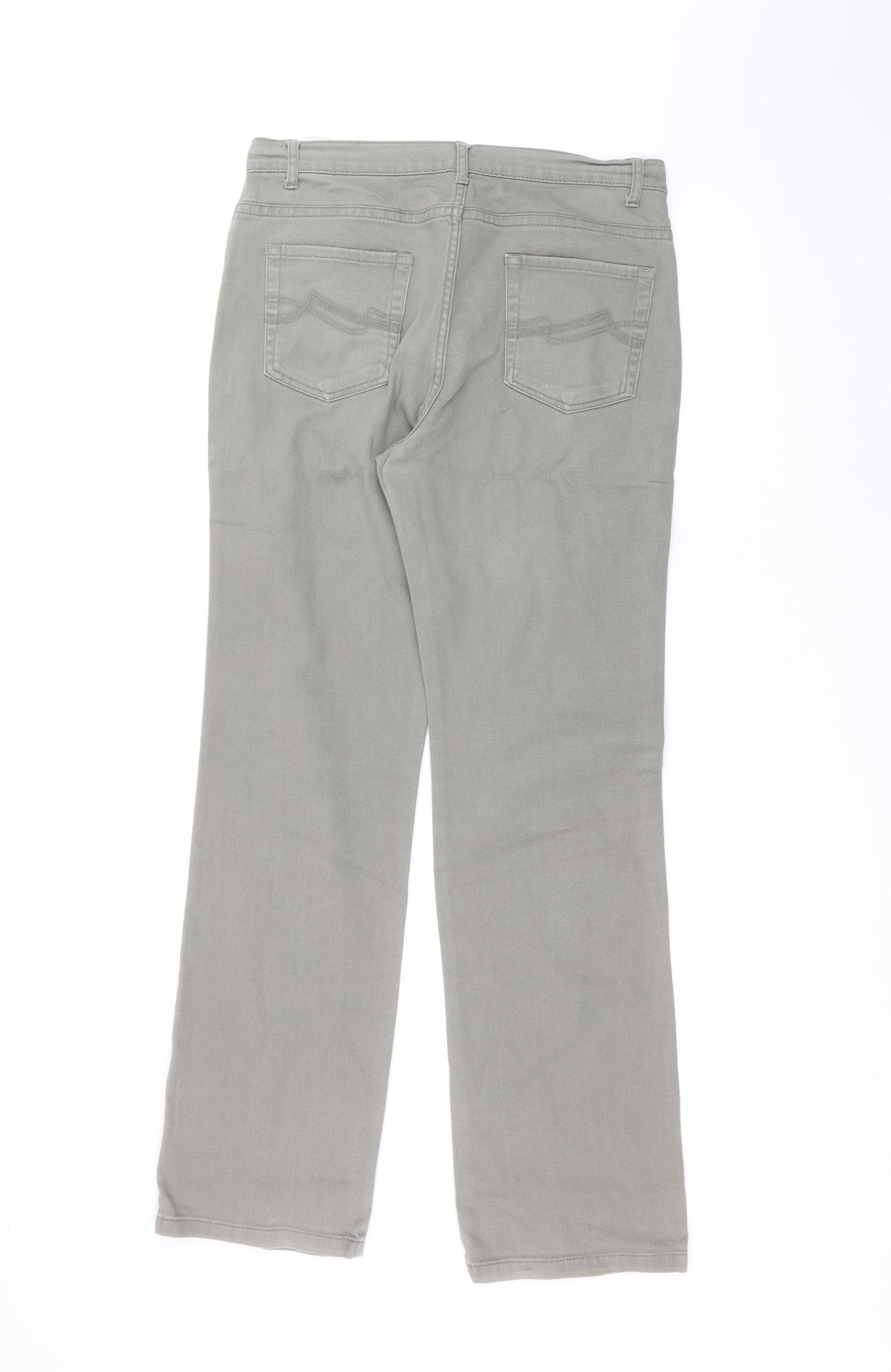 Marks and Spencer Womens Green  Cotton Straight Jeans Size 12 L30 in Regular