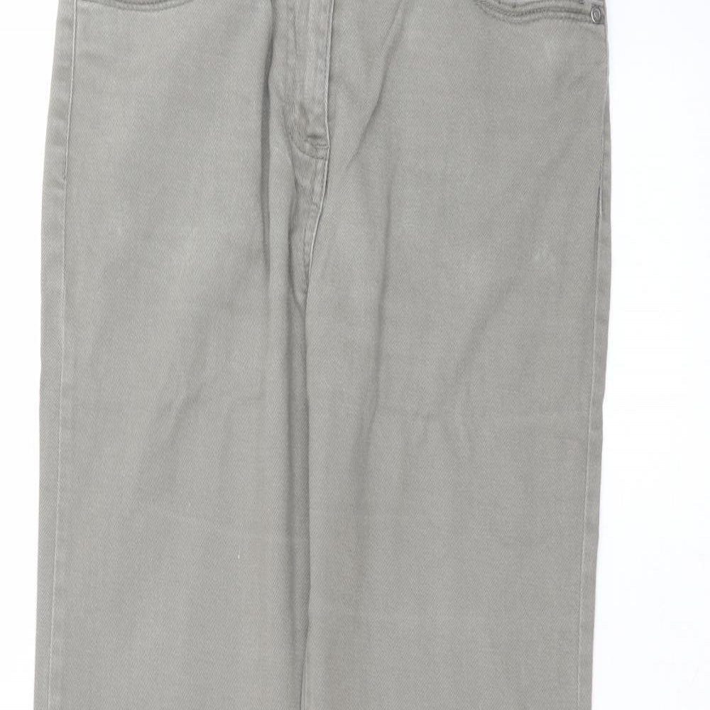 Marks and Spencer Womens Green  Cotton Straight Jeans Size 12 L30 in Regular