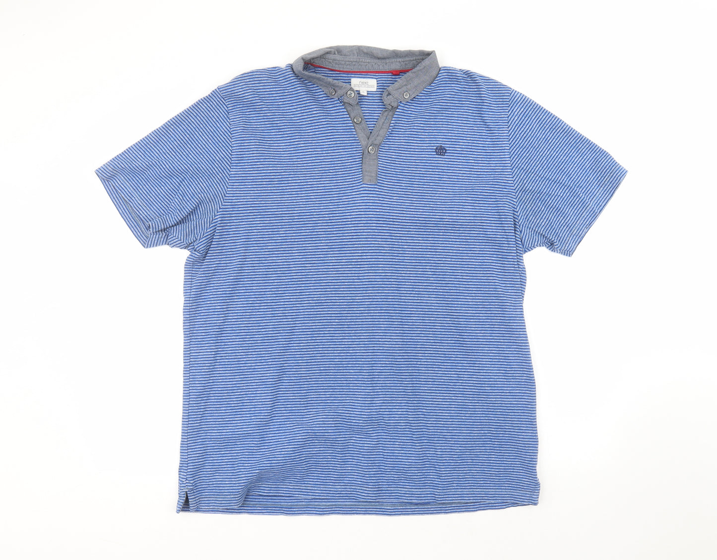 NEXT Mens Blue Striped Cotton  Polo Size XL Collared