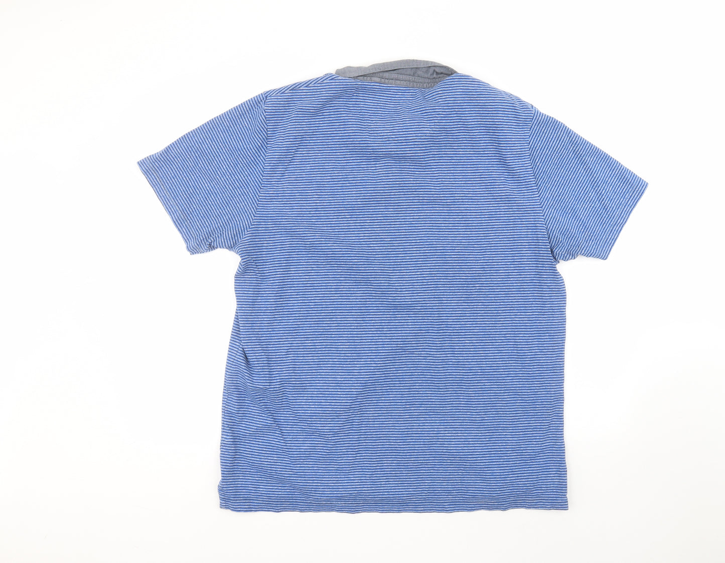 NEXT Mens Blue Striped Cotton  Polo Size XL Collared