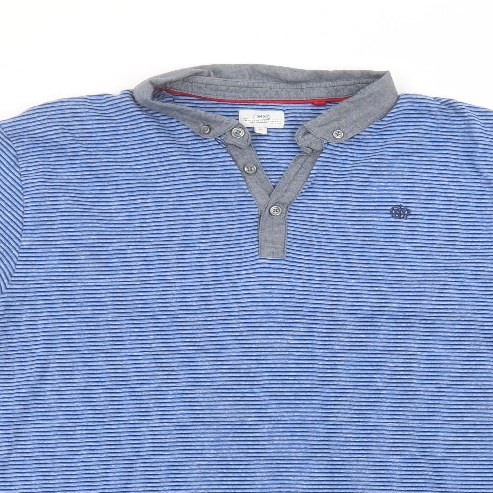 NEXT Mens Blue Striped Cotton  Polo Size XL Collared