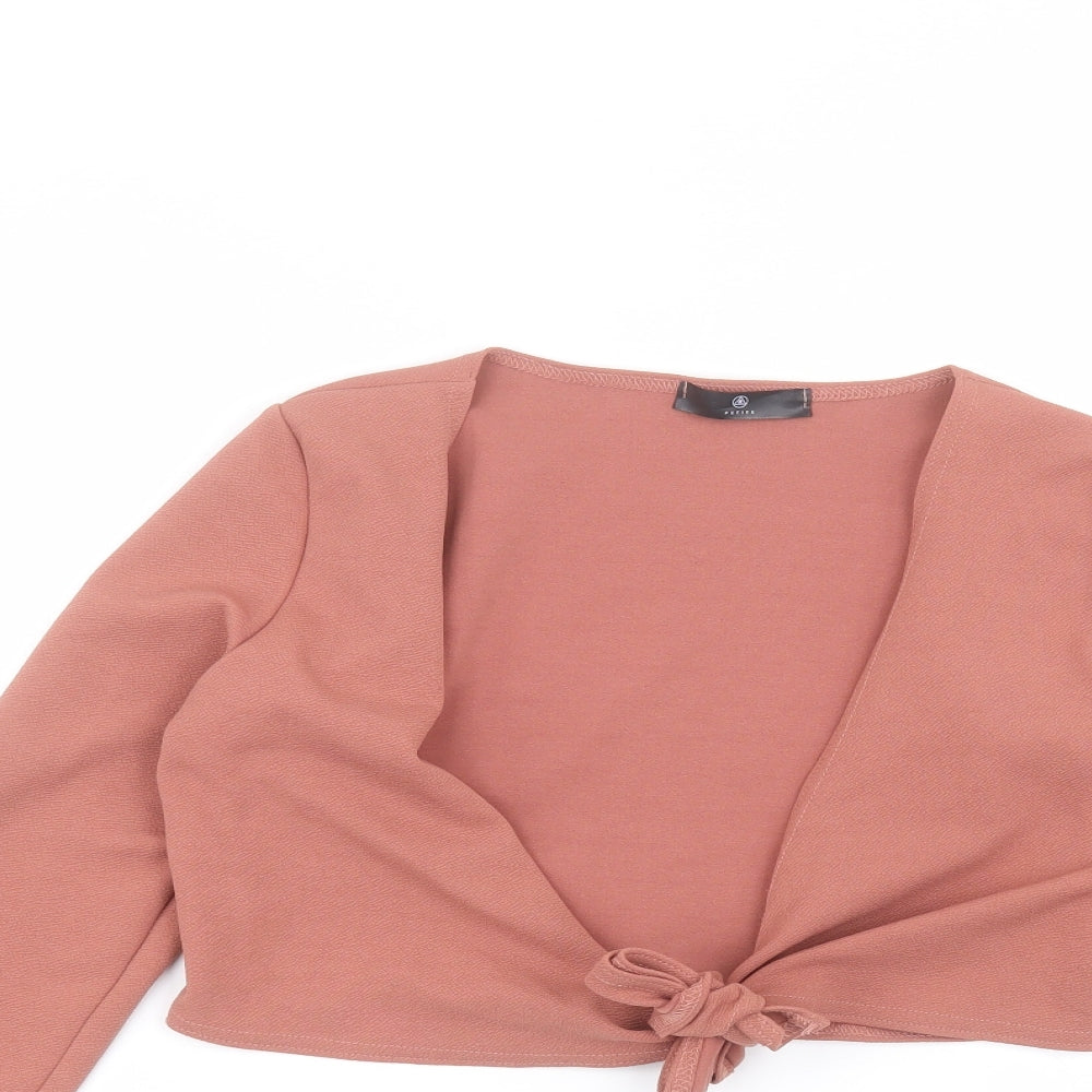 Missguided Womens Pink  Polyester Basic Blouse Size 8 V-Neck