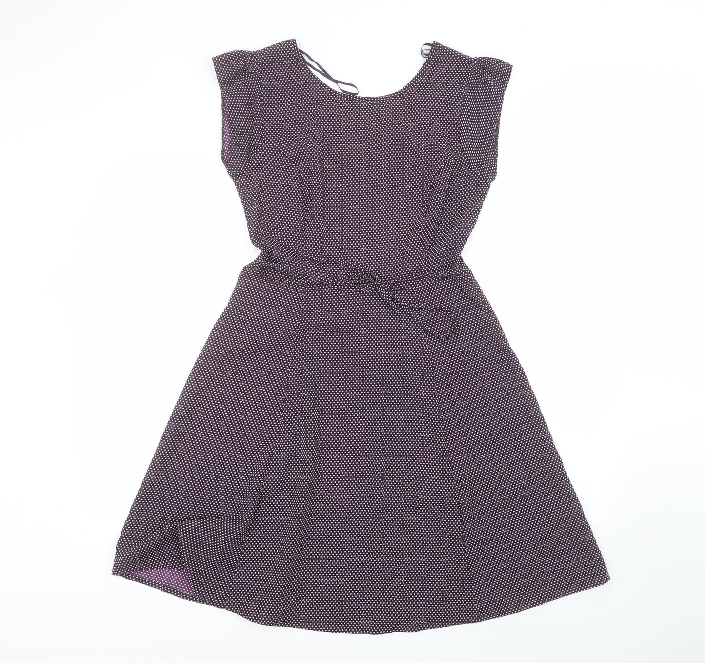 F&F Womens Purple Polka Dot Polyester A-Line  Size 6  Round Neck
