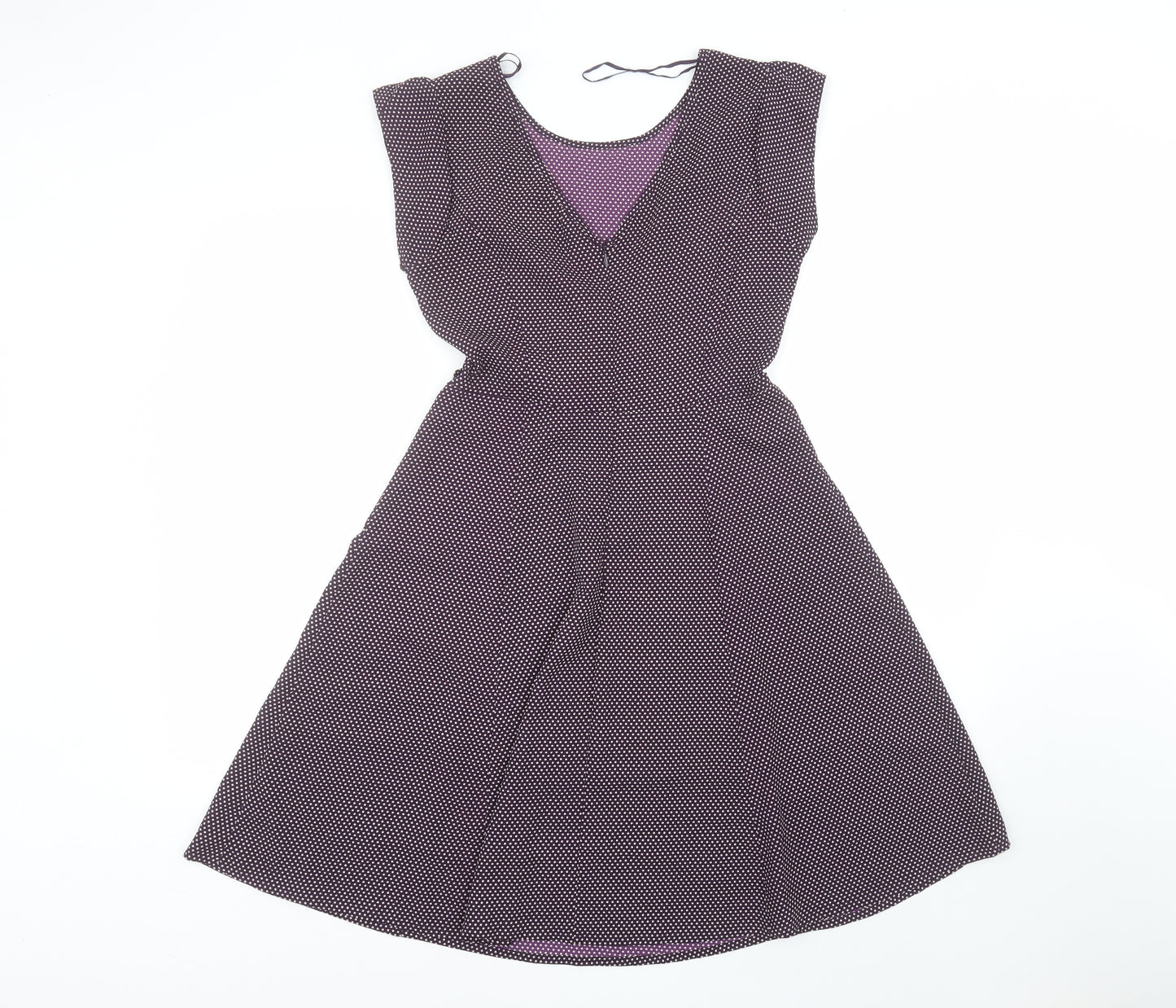 F&F Womens Purple Polka Dot Polyester A-Line  Size 6  Round Neck