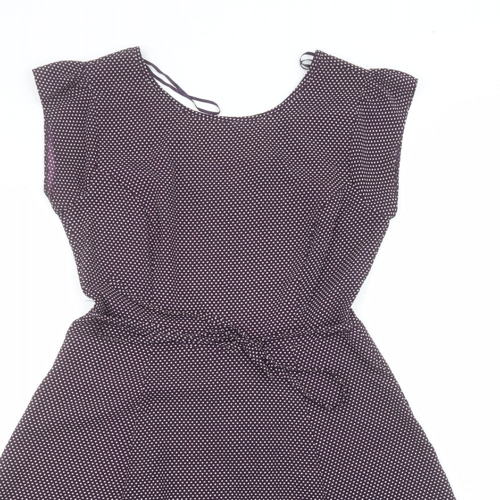 F&F Womens Purple Polka Dot Polyester A-Line  Size 6  Round Neck