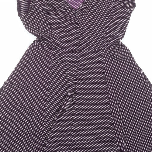 F&F Womens Purple Polka Dot Polyester A-Line  Size 6  Round Neck