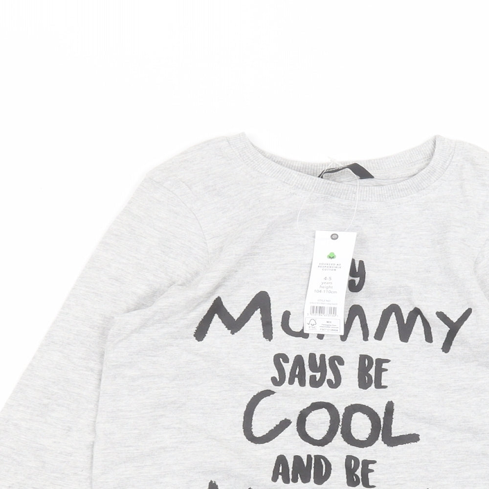 George Boys Grey  Cotton Basic T-Shirt Size 4-5 Years Round Neck