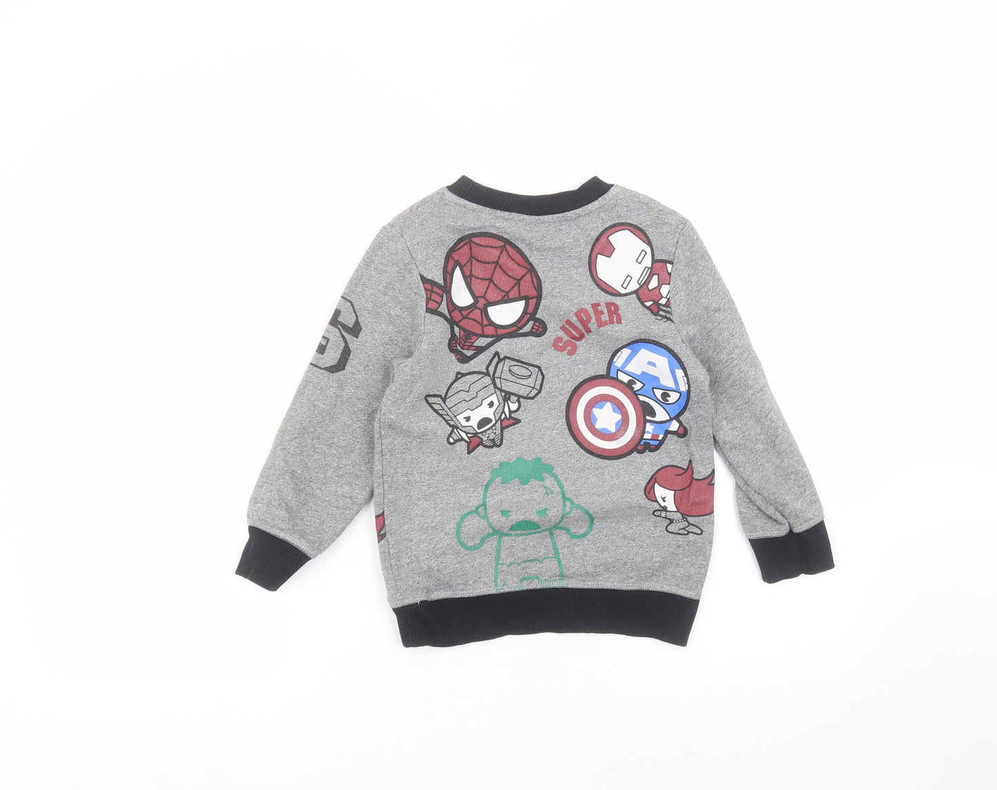George Boys Grey Round Neck  Cotton Pullover Jumper Size 4-5 Years   - avengers