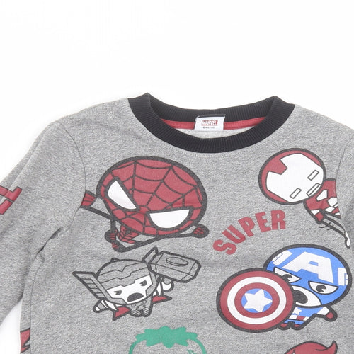 George Boys Grey Round Neck  Cotton Pullover Jumper Size 4-5 Years   - avengers