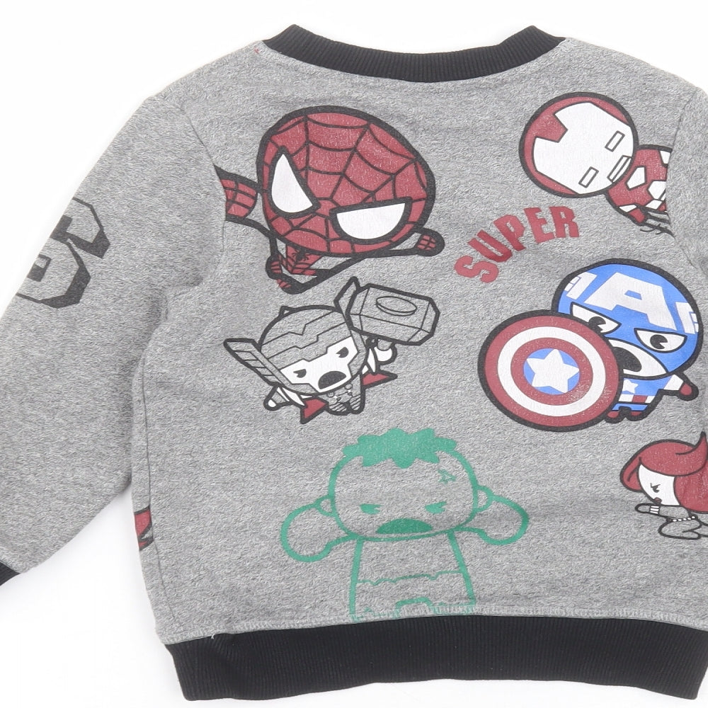 George Boys Grey Round Neck  Cotton Pullover Jumper Size 4-5 Years   - avengers