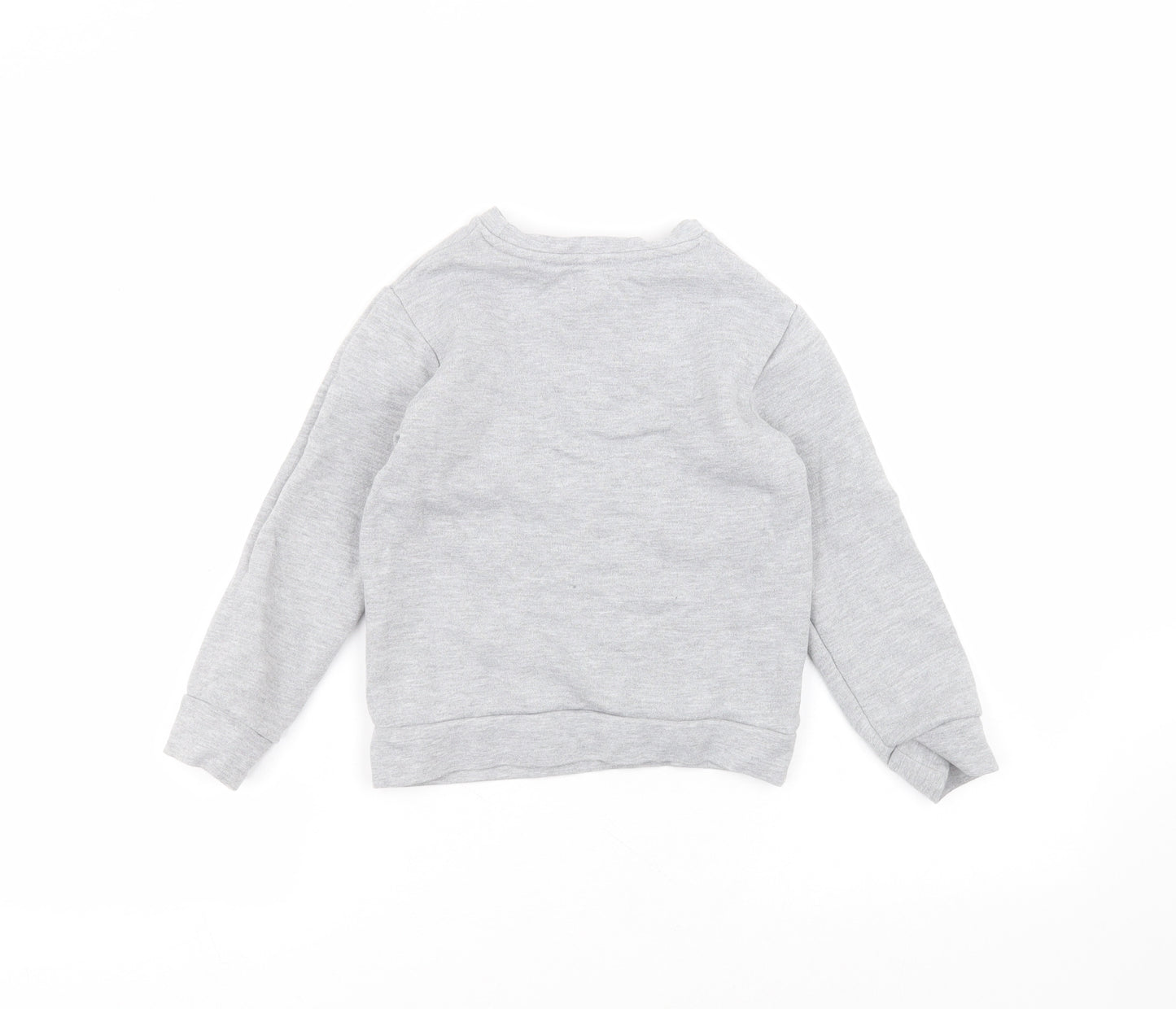 River Island Girls Grey Round Neck  Cotton Pullover Jumper Size 5-6 Years