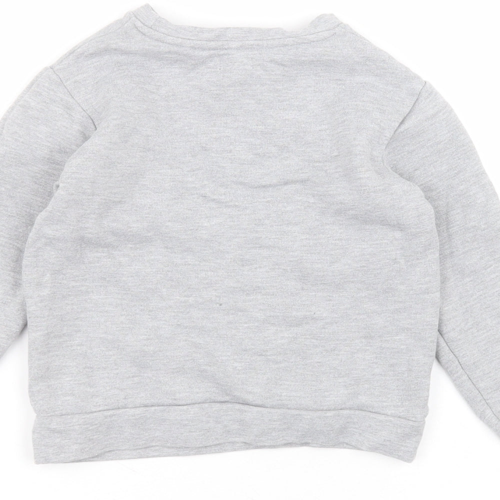 River Island Girls Grey Round Neck  Cotton Pullover Jumper Size 5-6 Years