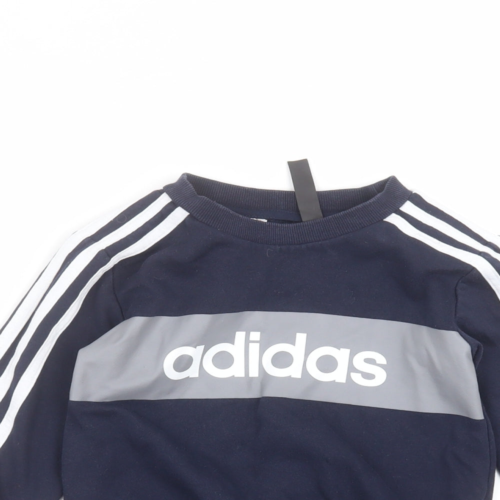 adidas Boys Blue Round Neck  Polyester Pullover Jumper Size 4-5 Years
