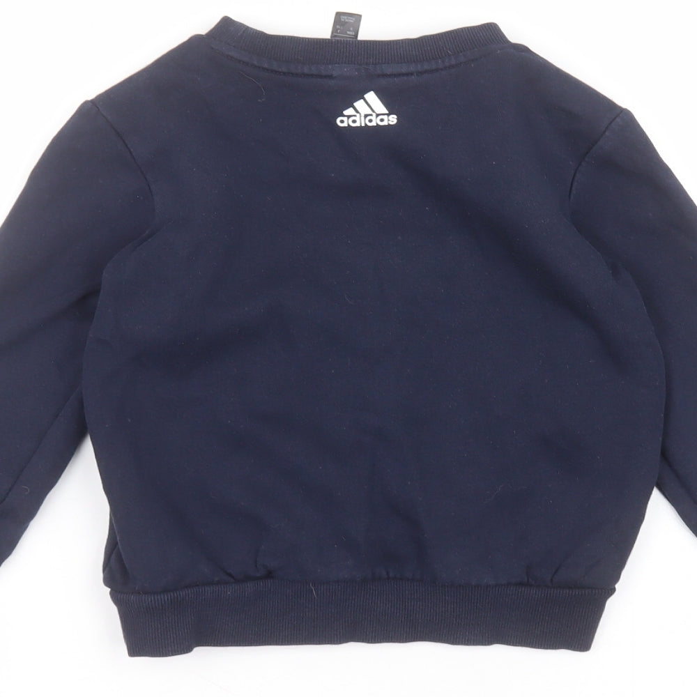 adidas Boys Blue Round Neck  Polyester Pullover Jumper Size 4-5 Years