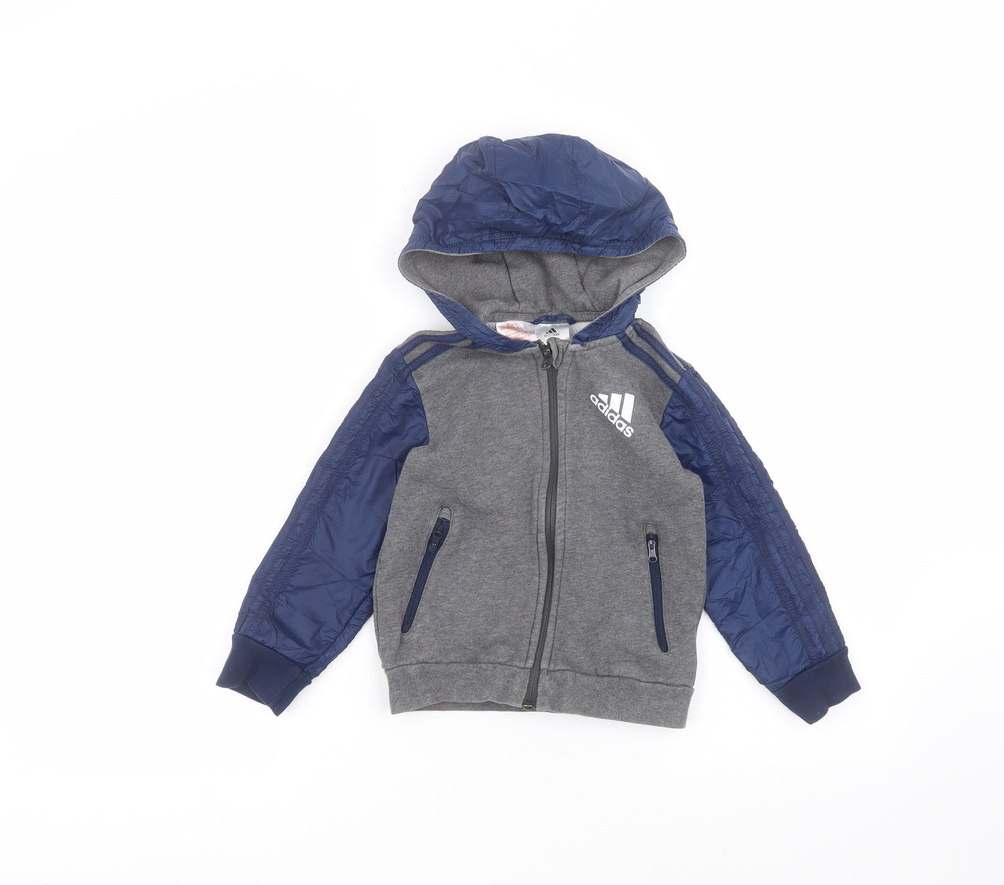 adidas Boys Blue  Polyester Full Zip Hoodie Size 4-5 Years