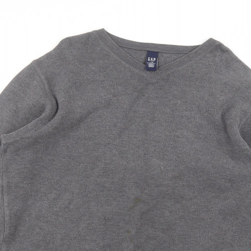 Gap Mens Black V-Neck  Cotton Pullover Jumper Size L