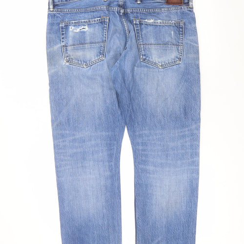 Marks and Spencer Mens Blue  Cotton Straight Jeans Size 40 in L29 in Regular