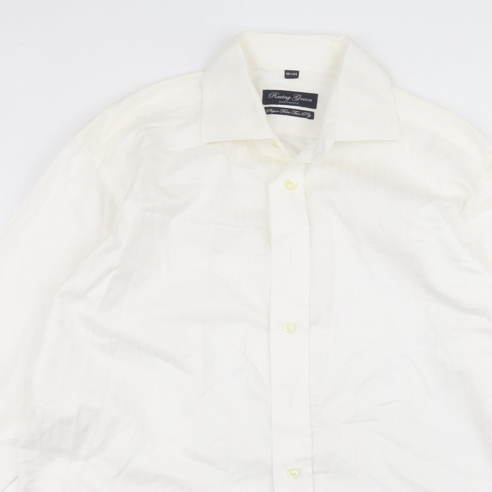 Racing Green Mens White  Cotton  Dress Shirt Size 16.5 Collared