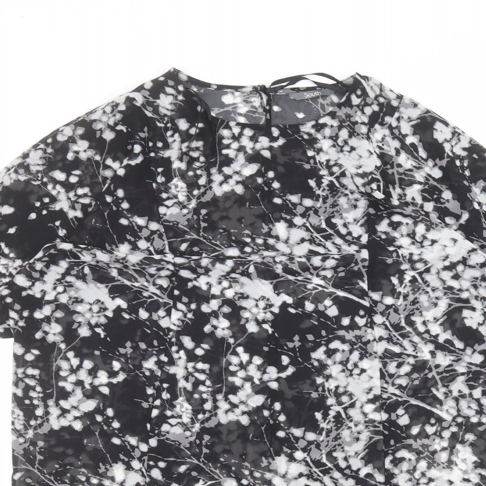 South Womens Black  Polyester Basic Blouse Size 12 Round Neck