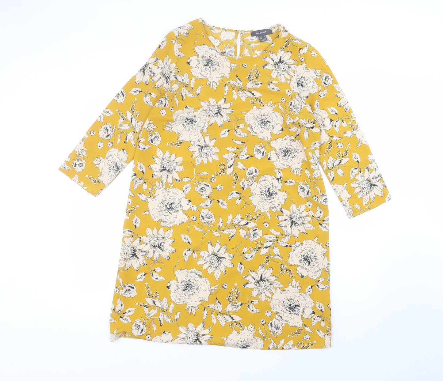 Primark Womens Yellow  Polyester A-Line  Size 12  Round Neck