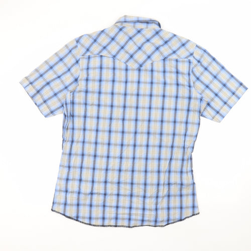 Cherokee Womens Blue  Cotton Basic Button-Up Size L Collared