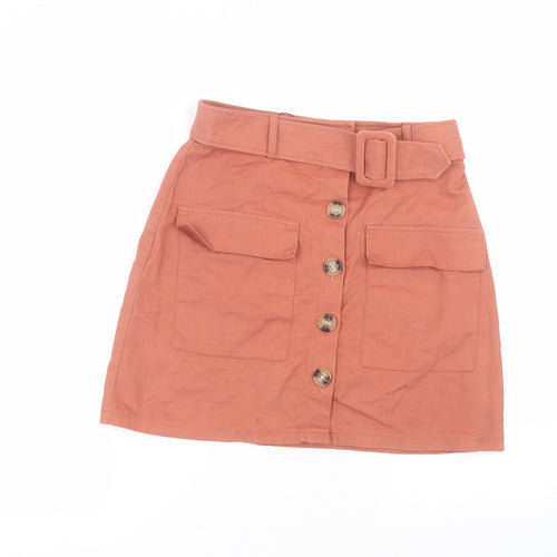 Primark Womens Orange  Cotton A-Line Skirt Size 8
