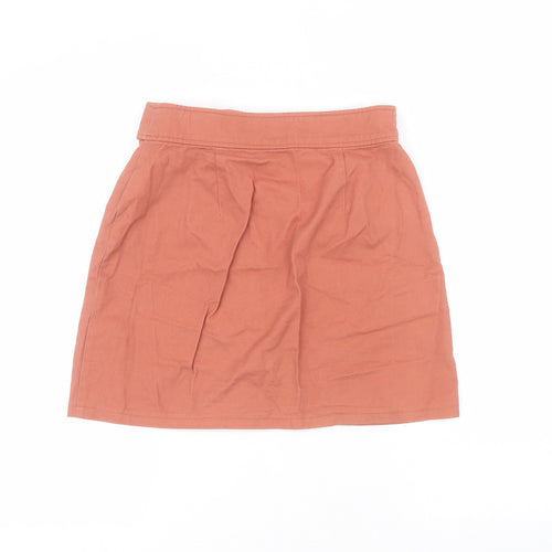 Primark Womens Orange  Cotton A-Line Skirt Size 8
