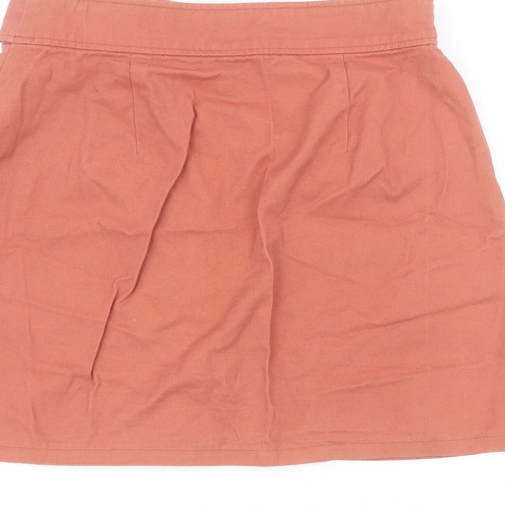 Primark Womens Orange  Cotton A-Line Skirt Size 8