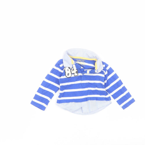 Earlydays Baby Blue Striped Cotton Basic Polo Size 0-3 Months Collared