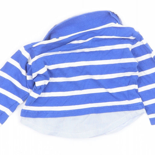 Earlydays Baby Blue Striped Cotton Basic Polo Size 0-3 Months Collared