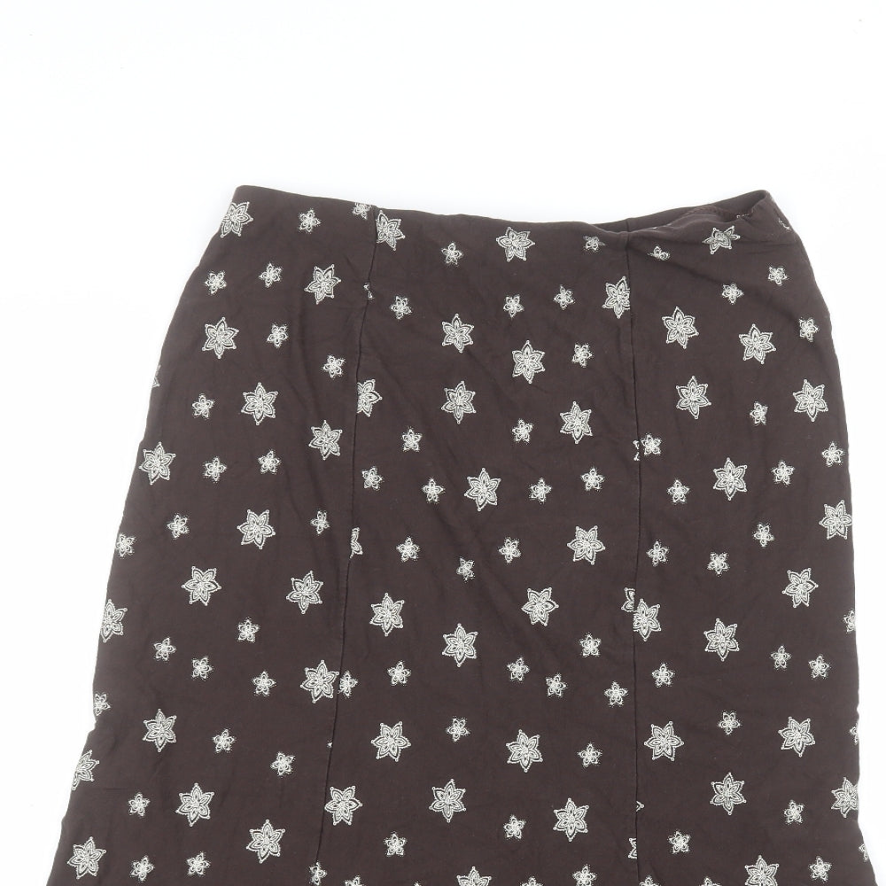 Warehouse Womens Brown  Viscose A-Line Skirt Size 16