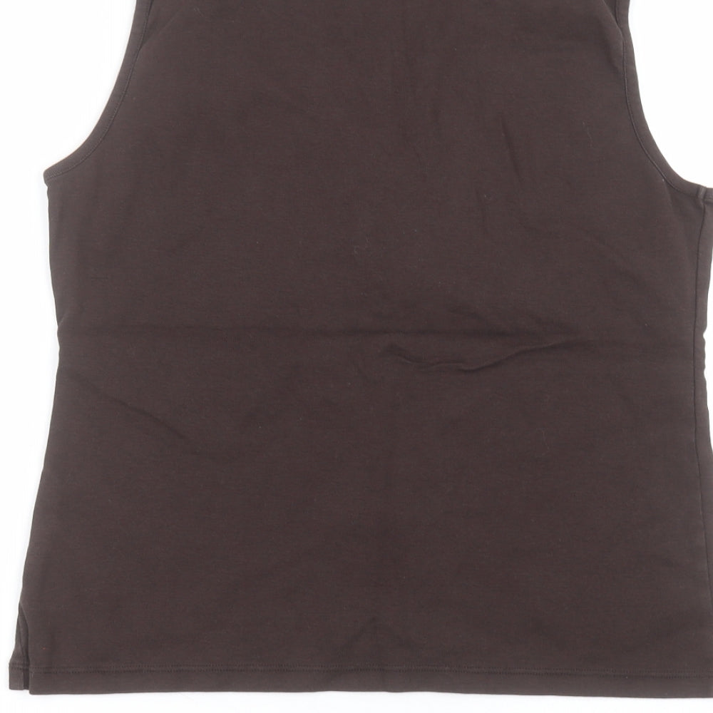 M&Co Womens Brown  Cotton Basic T-Shirt Size XL Round Neck