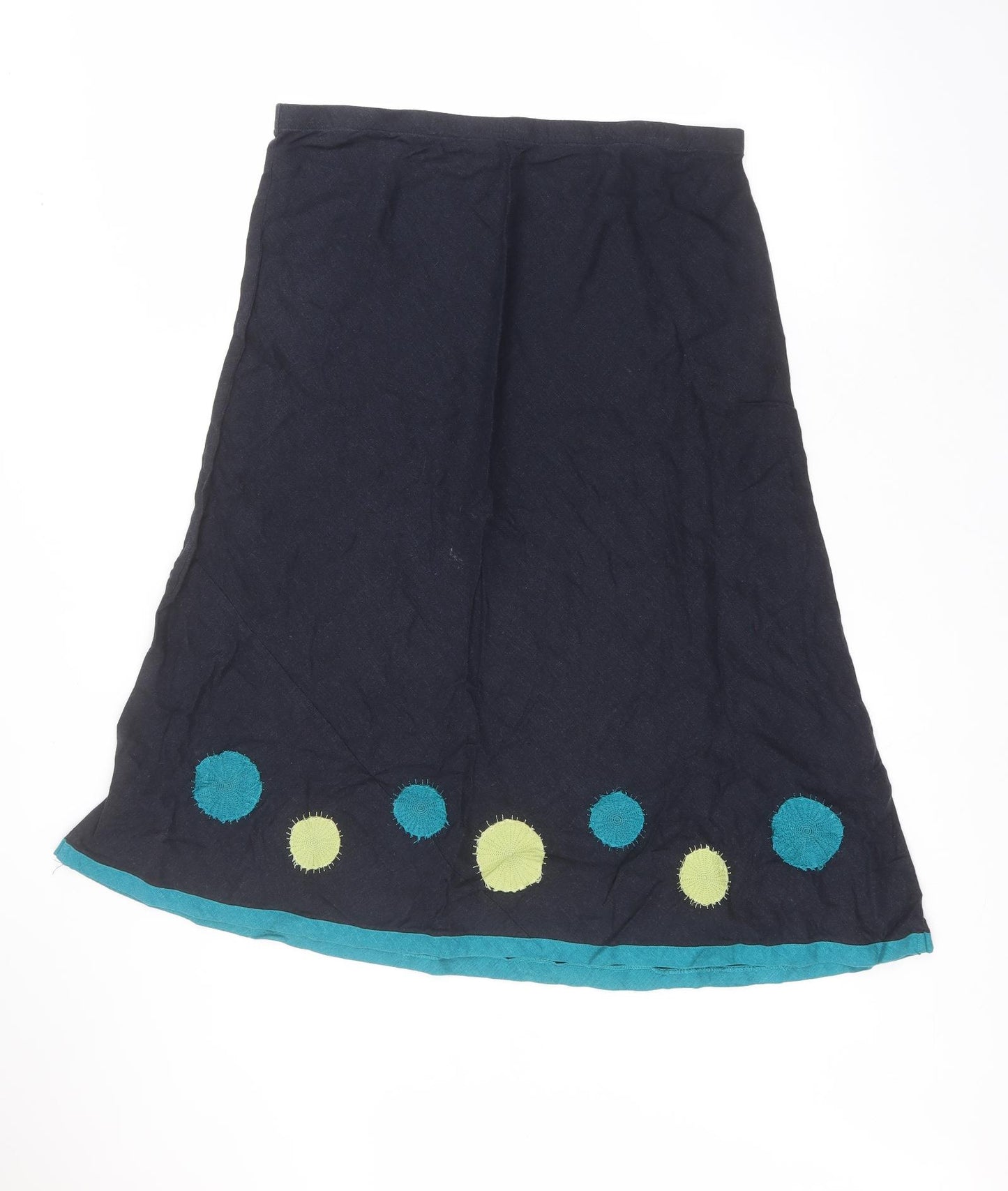 Per Una Womens Blue  Linen A-Line Skirt Size 18