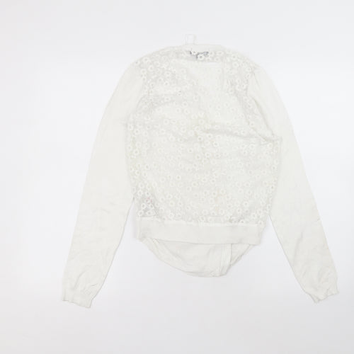New Look Womens White Round Neck  Viscose Cardigan Jumper Size 12