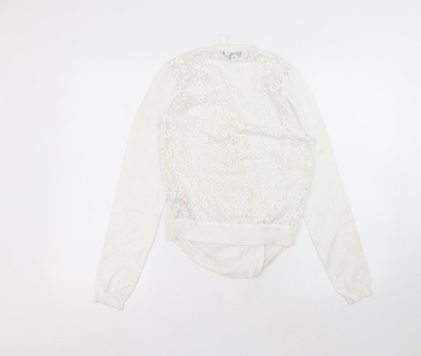 New Look Womens White Round Neck  Viscose Cardigan Jumper Size 12