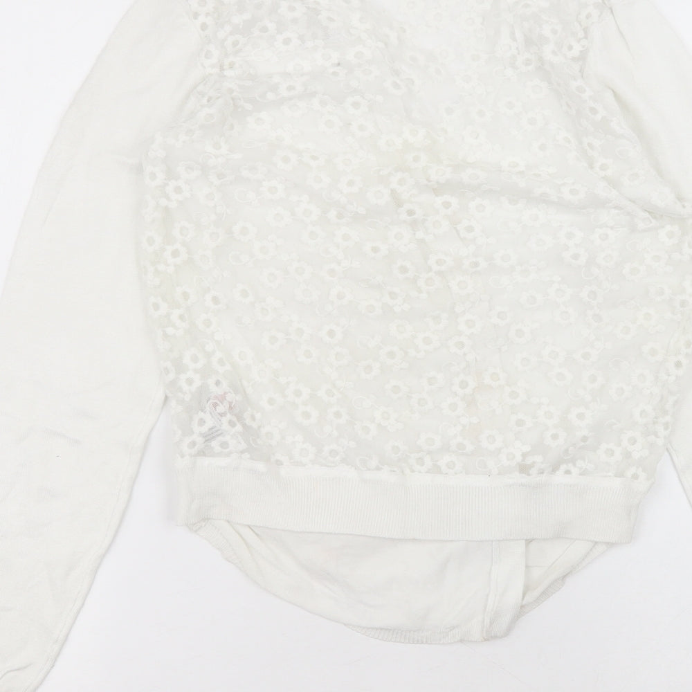 New Look Womens White Round Neck  Viscose Cardigan Jumper Size 12