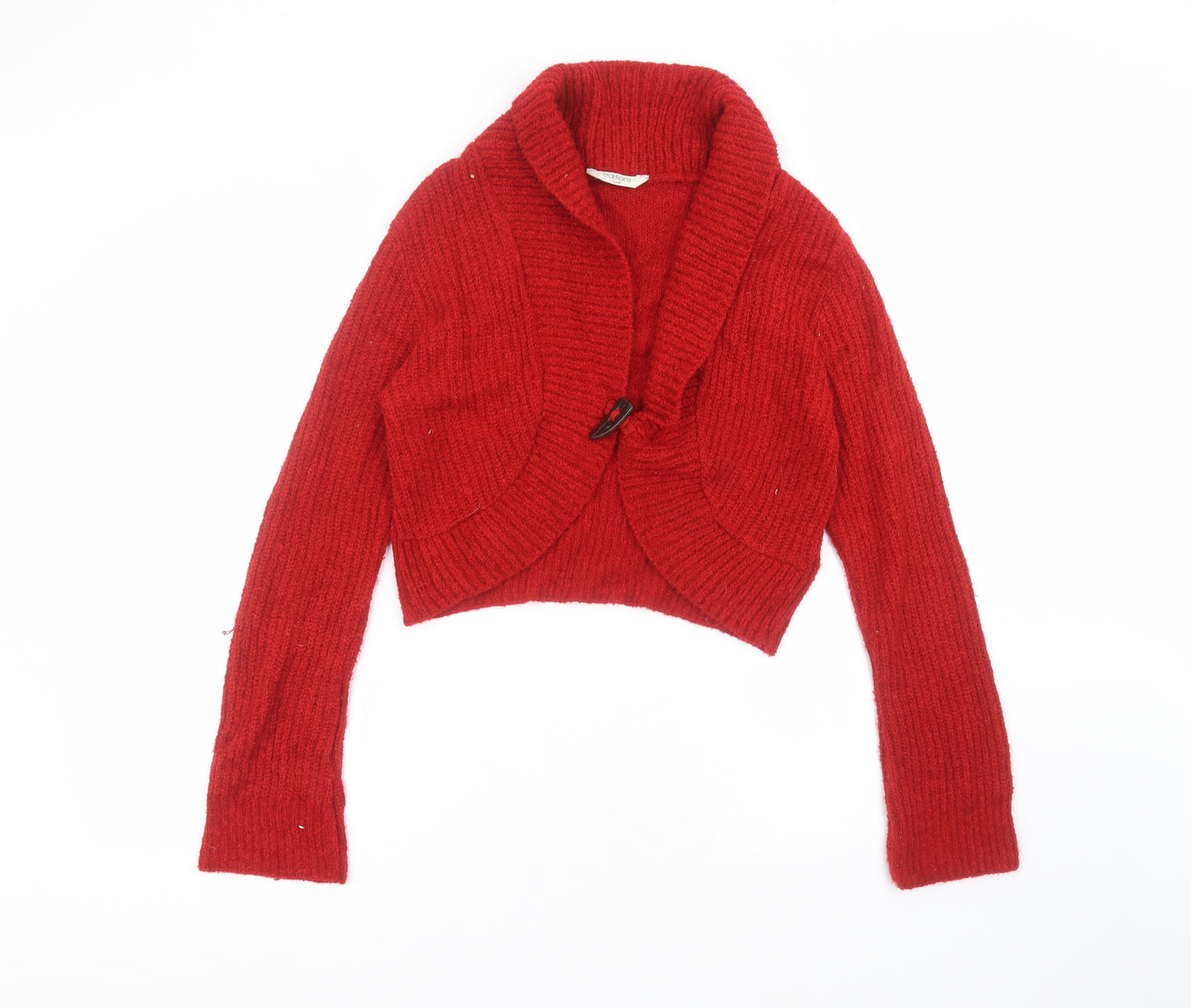 Editions Womens Red V-Neck  Acrylic Cardigan Jumper Size S