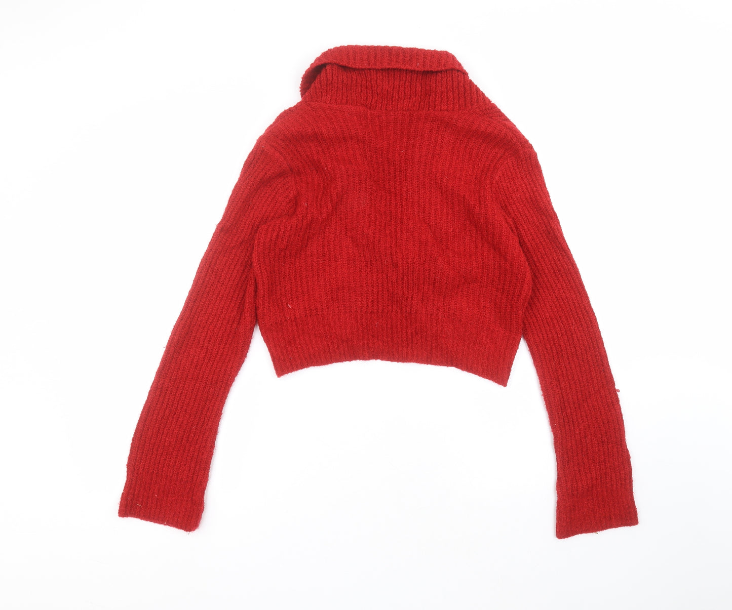 Editions Womens Red V-Neck  Acrylic Cardigan Jumper Size S