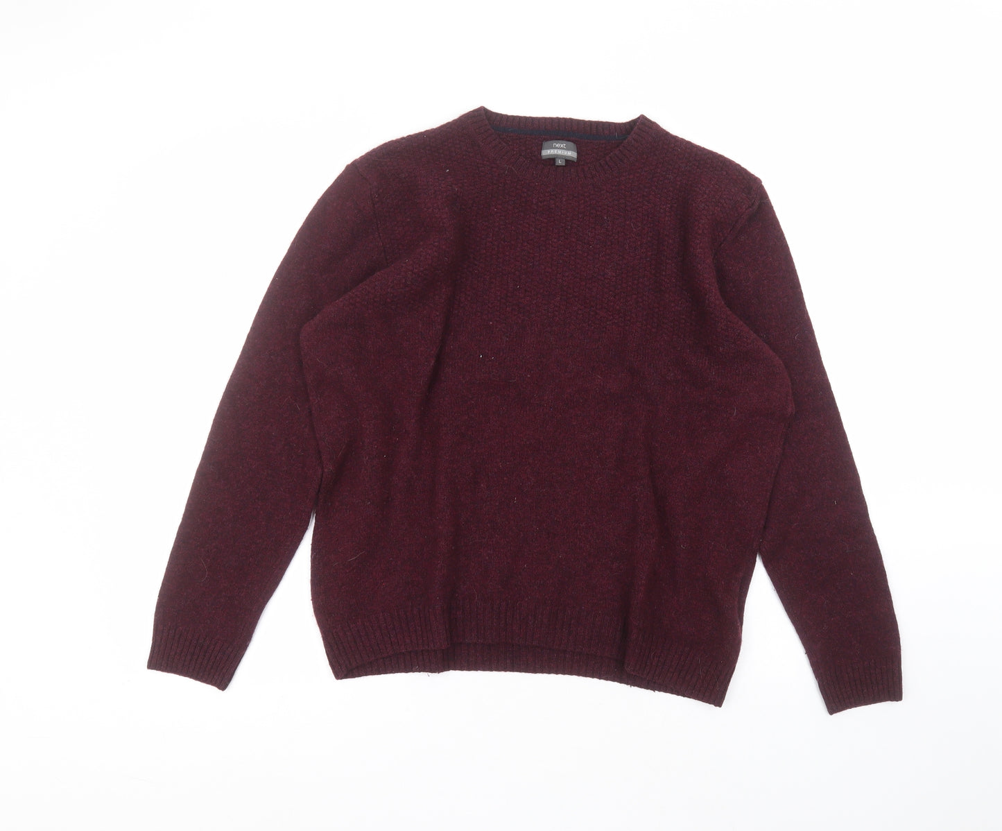 NEXT Mens Red Round Neck  Wool Pullover Jumper Size L