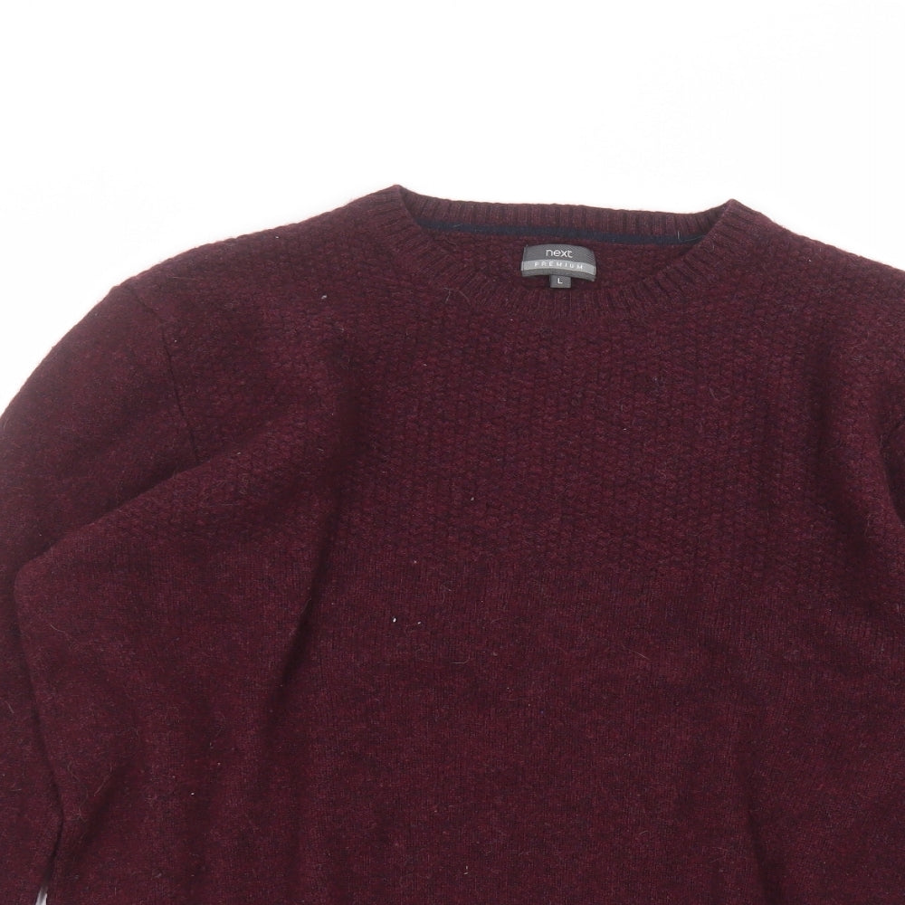 NEXT Mens Red Round Neck  Wool Pullover Jumper Size L