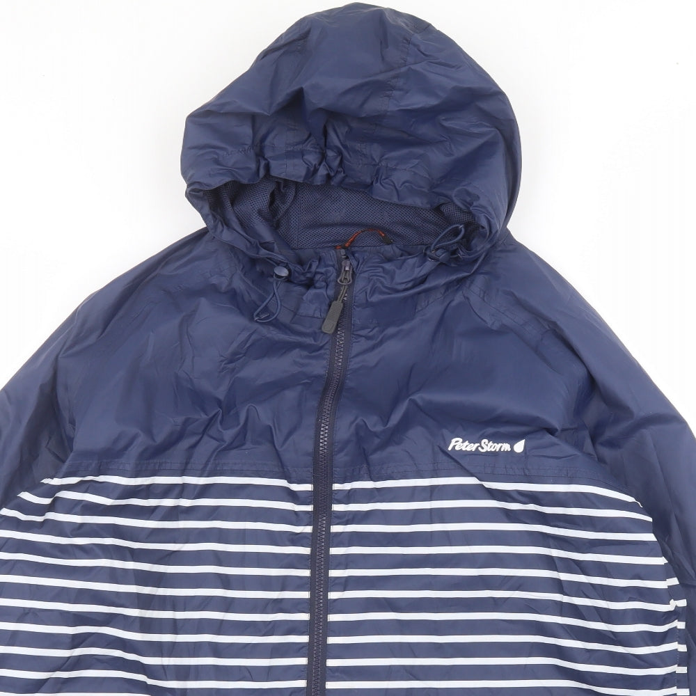 Peter Storm Womens Blue Striped  Rain Coat Coat Size 18