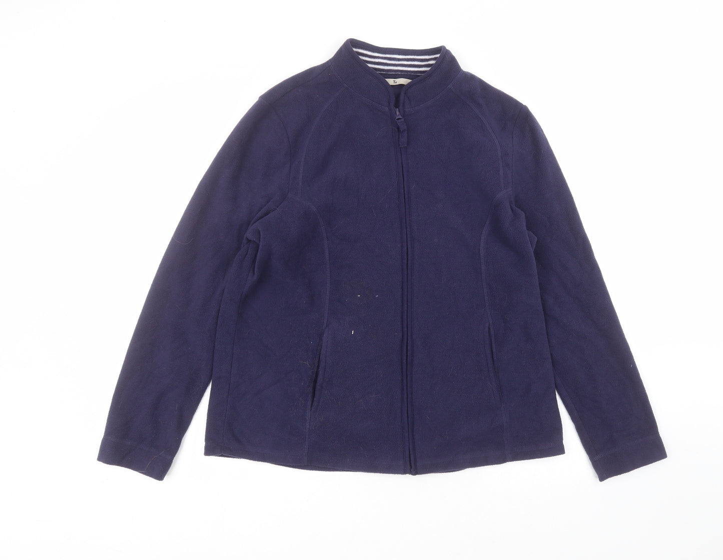 TU Womens Blue Round Neck  Polyester Full Zip Jumper Size 16