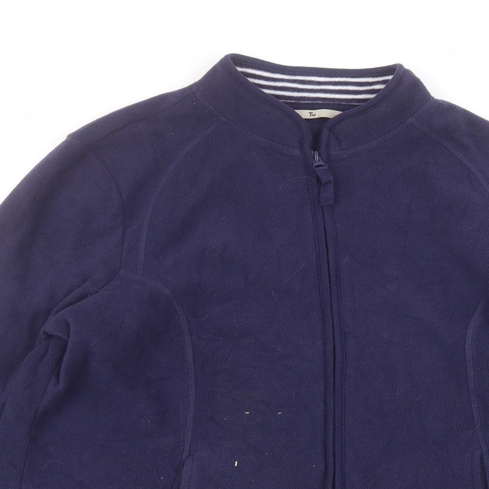 TU Womens Blue Round Neck  Polyester Full Zip Jumper Size 16