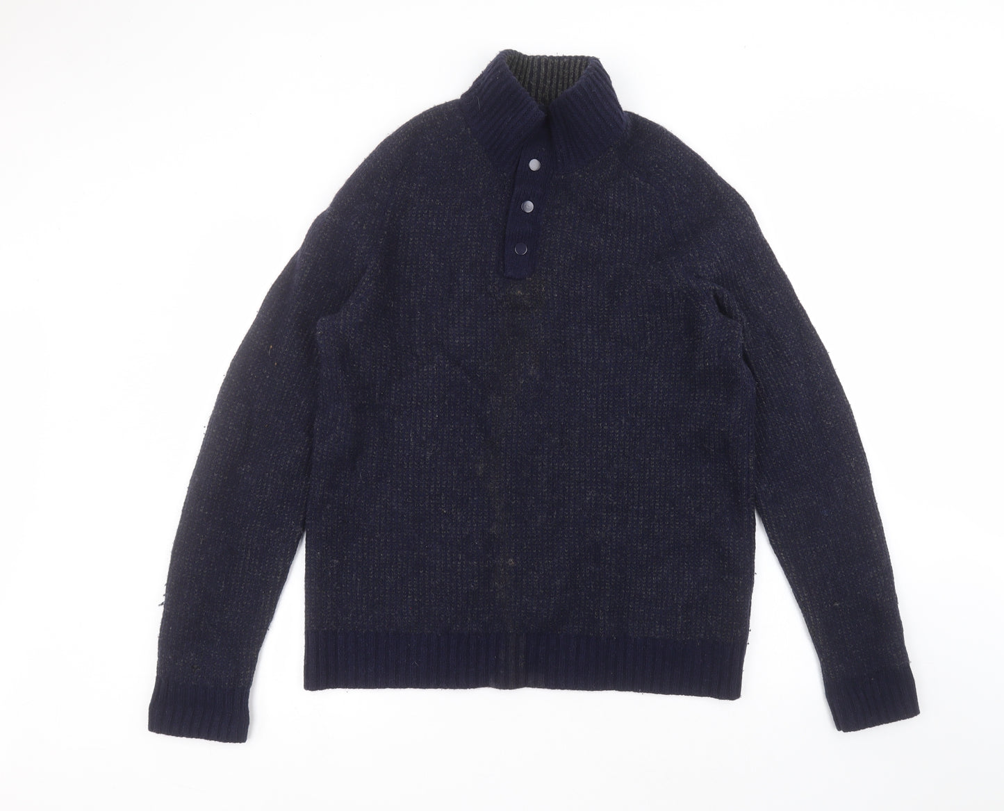 Gap Mens Blue Round Neck  Wool Pullover Jumper Size L