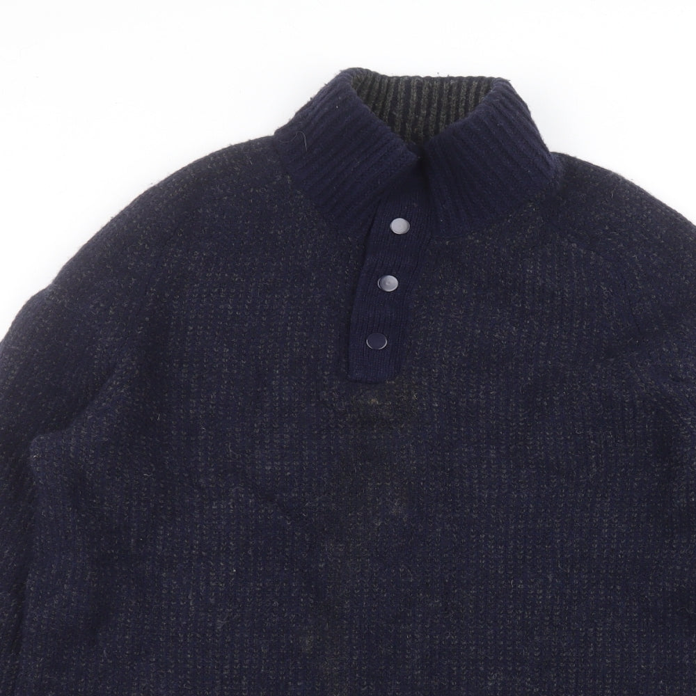 Gap Mens Blue Round Neck  Wool Pullover Jumper Size L