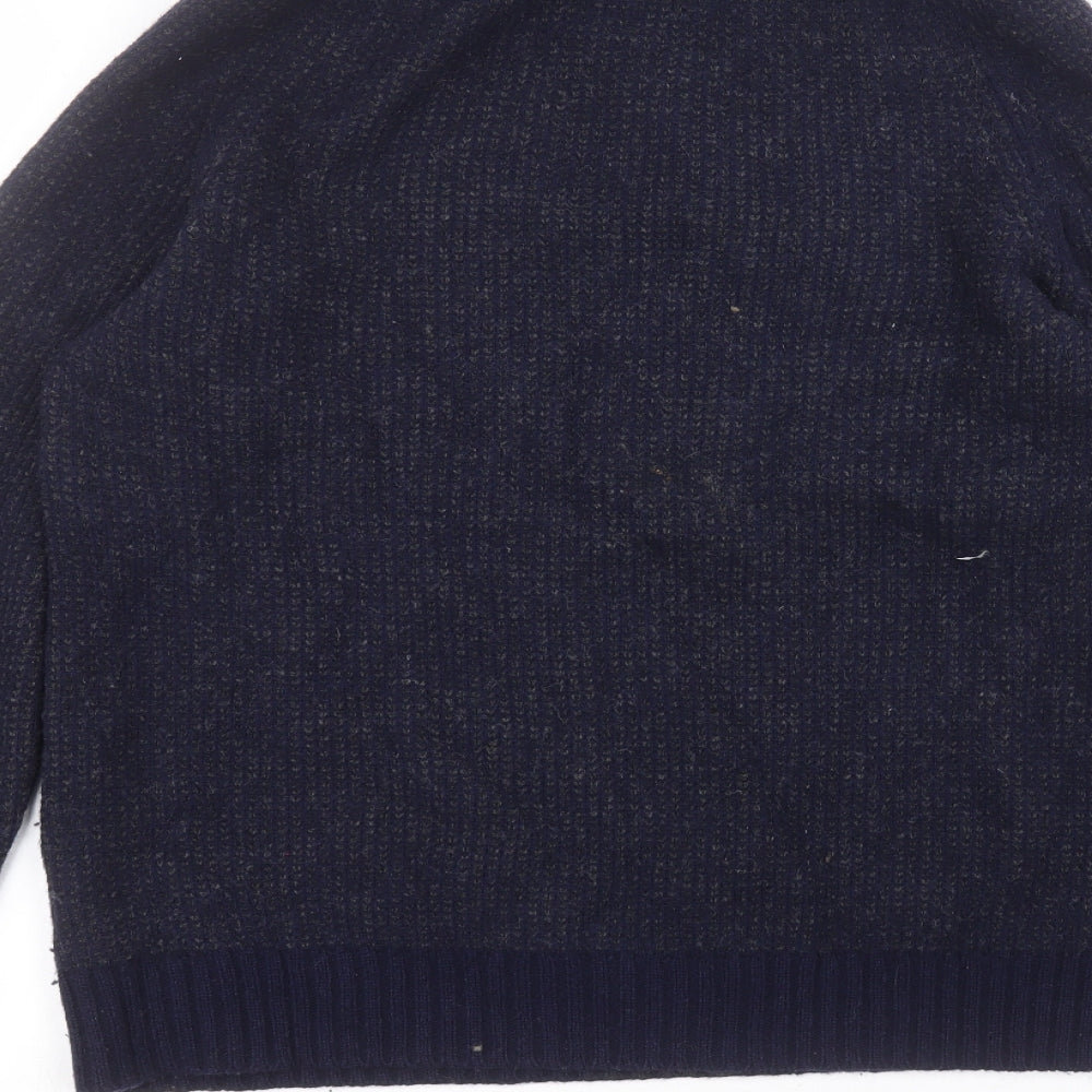Gap Mens Blue Round Neck  Wool Pullover Jumper Size L