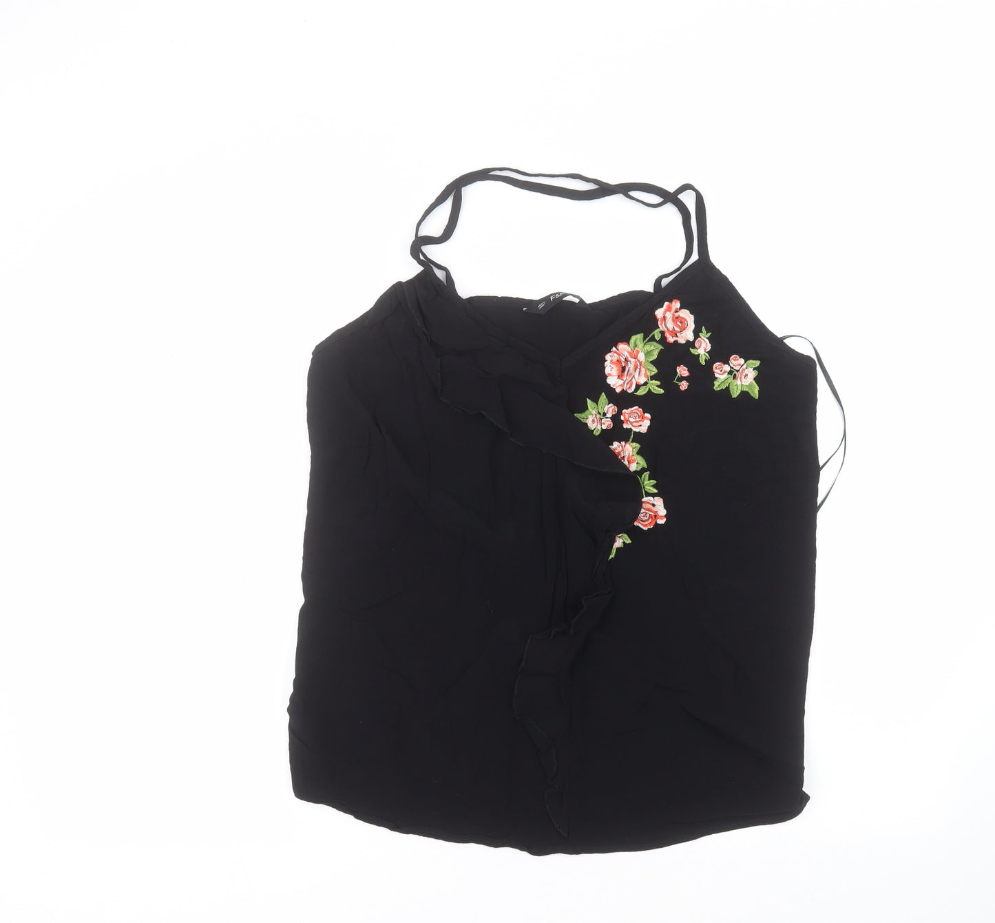 F&F Womens Black  Viscose Basic T-Shirt Size 22 Round Neck