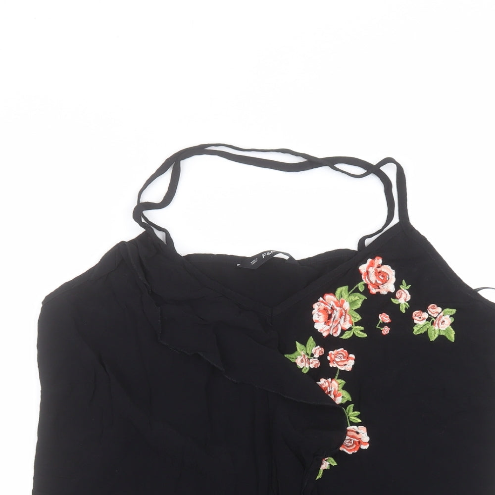 F&F Womens Black  Viscose Basic T-Shirt Size 22 Round Neck