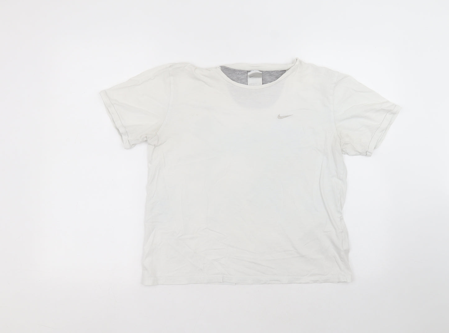 Nike Womens White  Viscose Basic T-Shirt Size 12 Round Neck