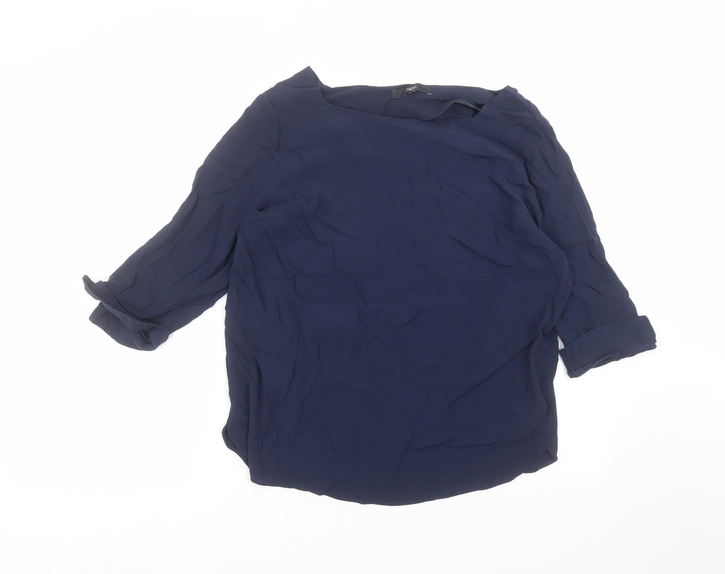 NEXT Womens Blue  Viscose Basic T-Shirt Size 14 Round Neck